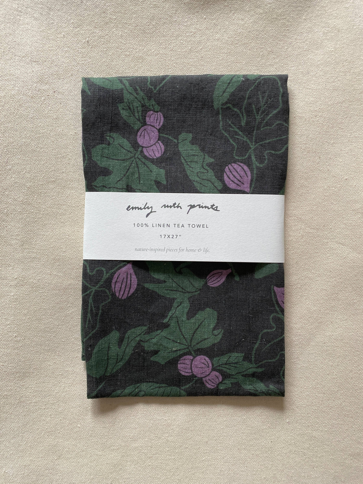 Linen Tea Towel: Fig (dark)