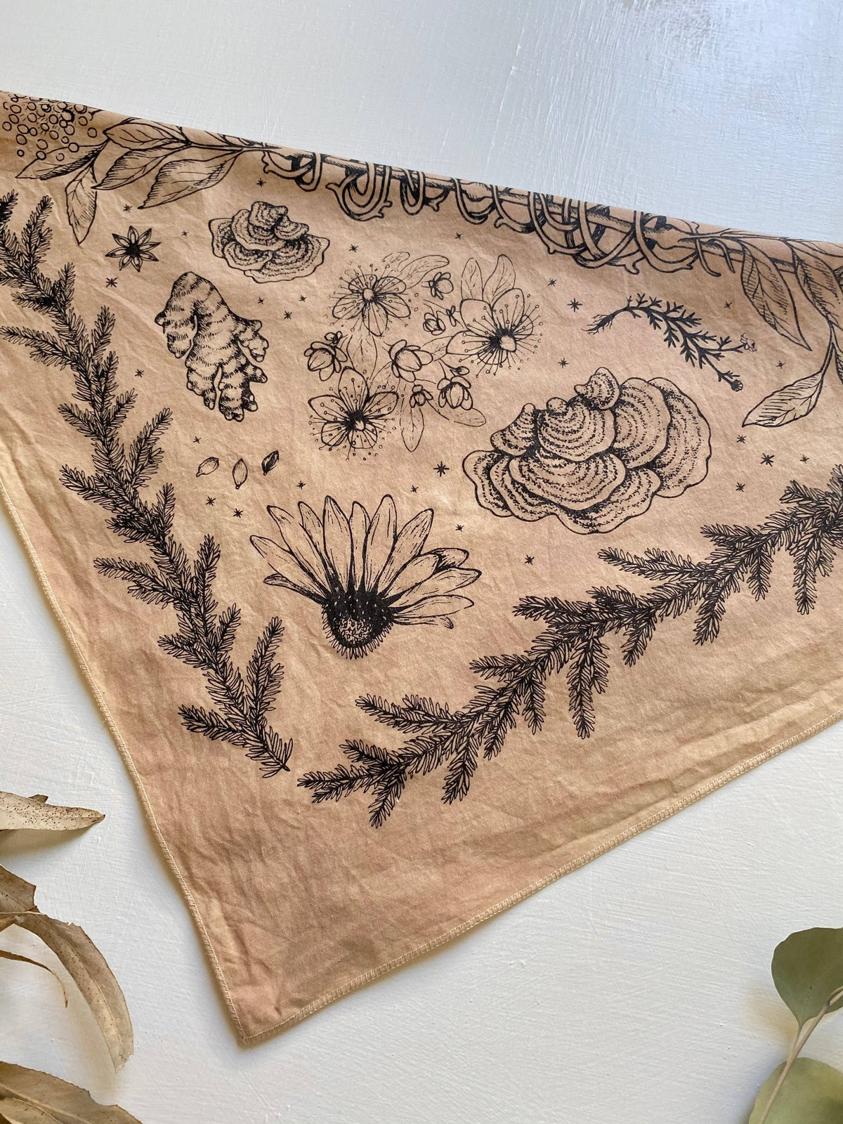 Tea Dyed Herbs of Protection Bandana