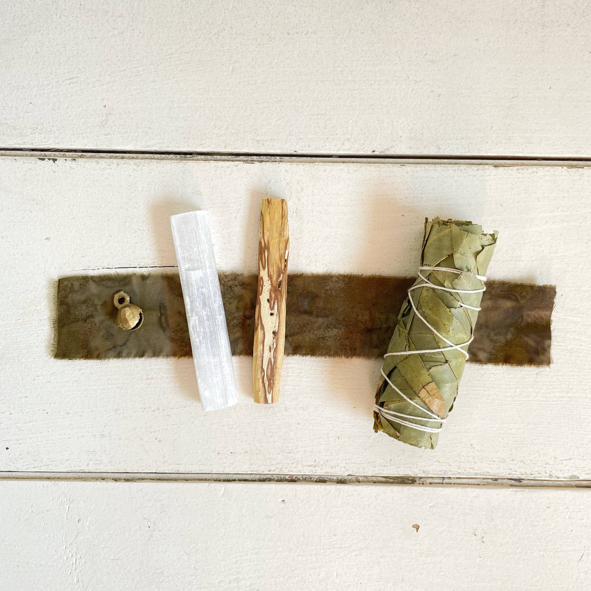 Joy Brass Bell Eucalyptus, Selenite + Palo Santo Bundle