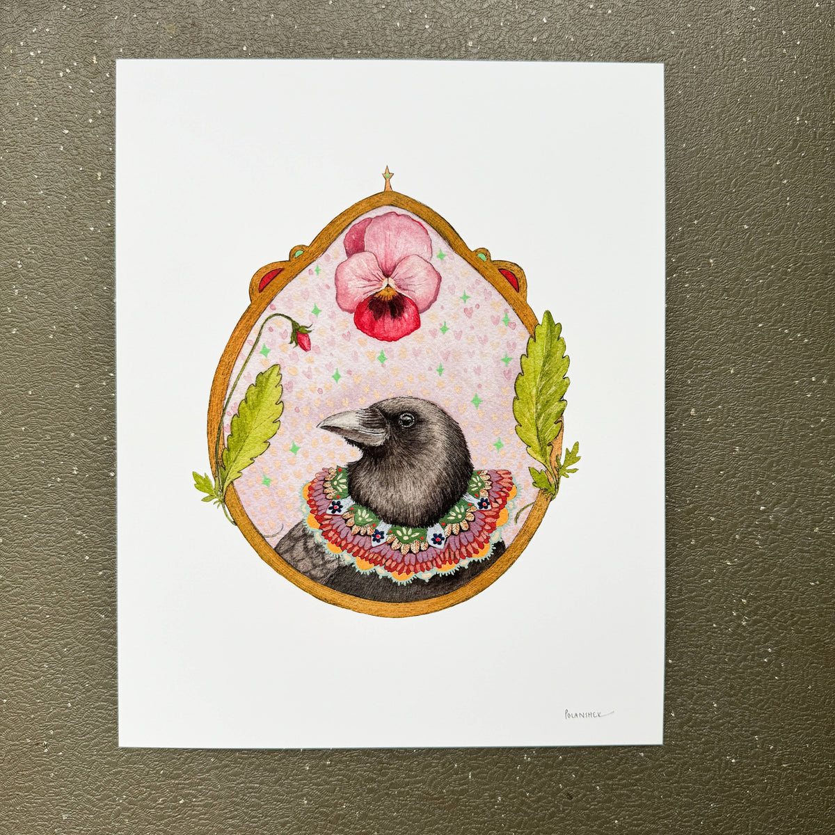 Crow of Pansies: Floral Flight Crew (8&quot; x 10&quot; Print)