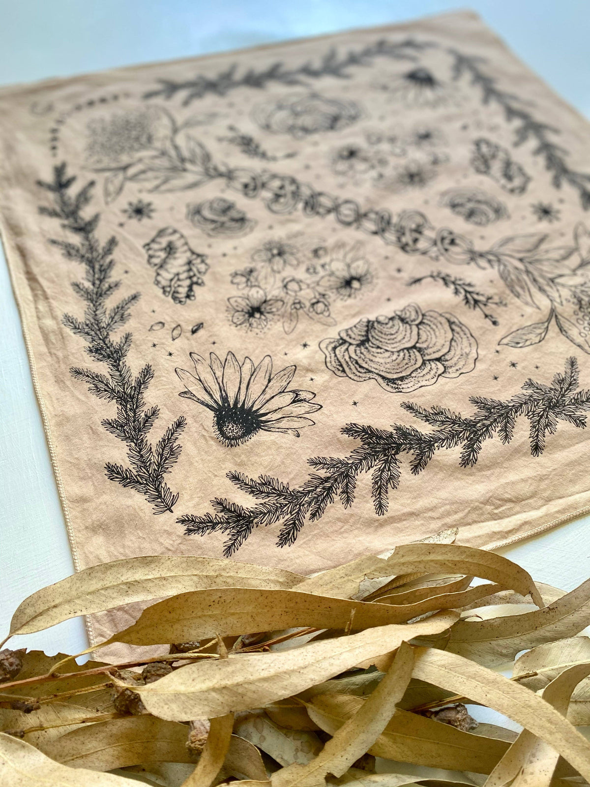 Tea Dyed Herbs of Protection Bandana