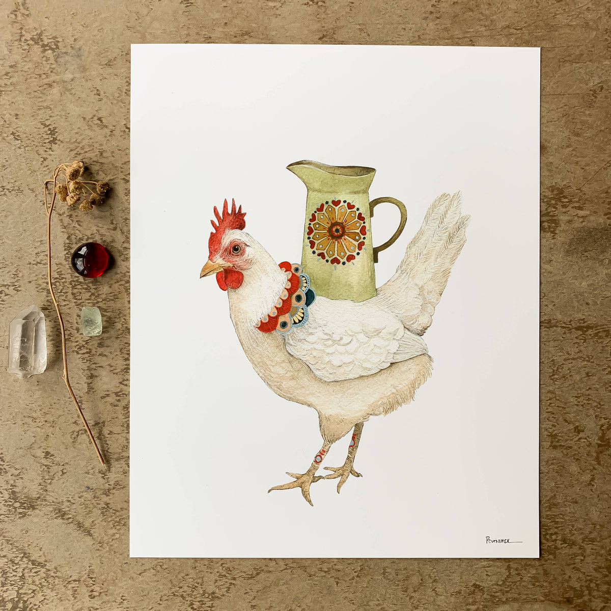 Jen the Hen&#39;s Pitcher: Woodland Kitchen (8&quot; x 10&quot; Print)