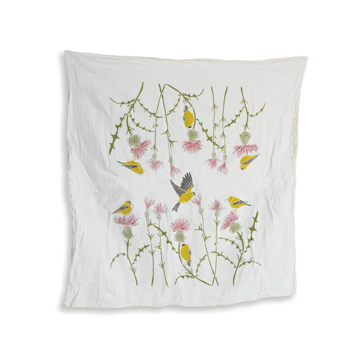 Thistle + Finch Kitchen Tea Towel with Yellow Finch Birds