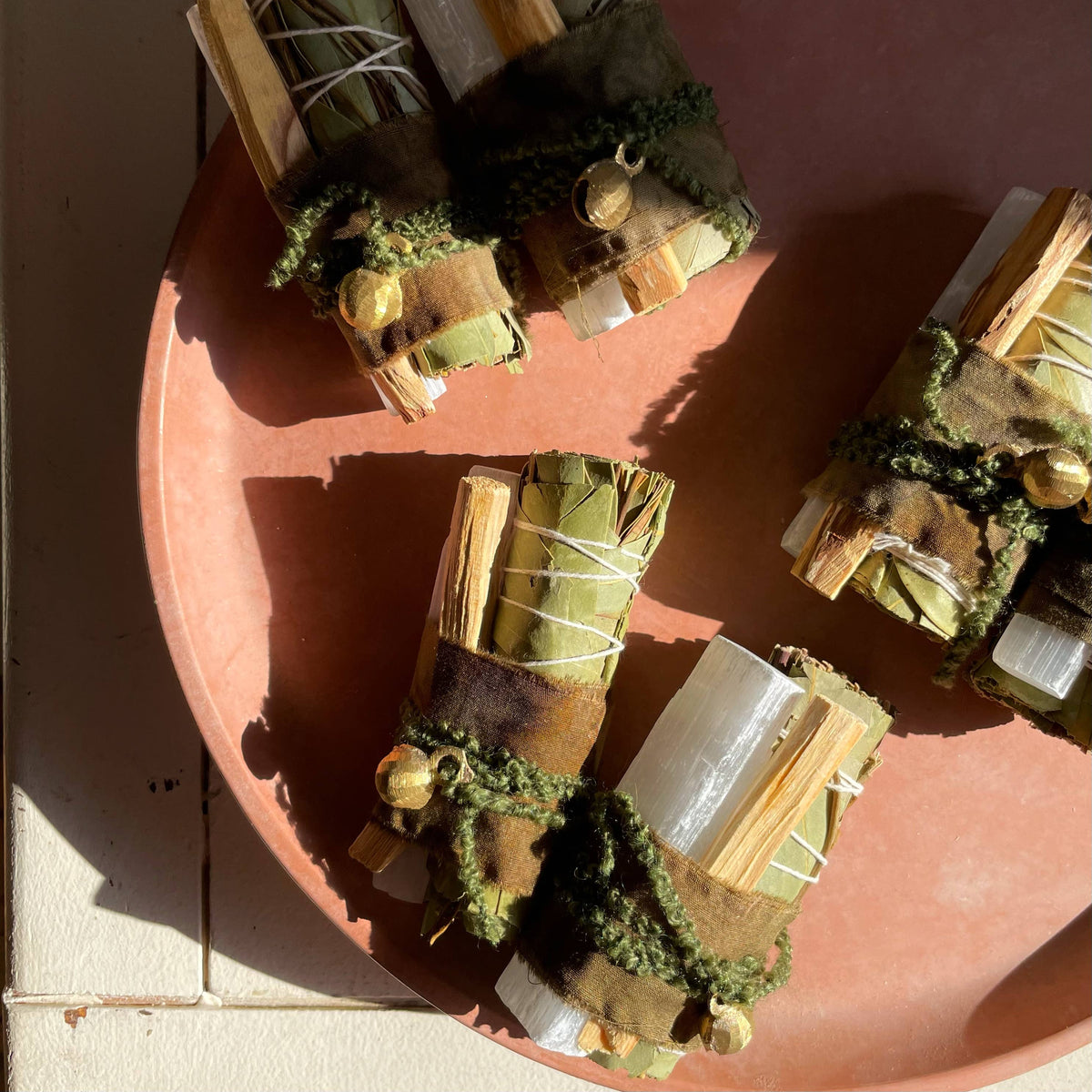 Joy Brass Bell Eucalyptus, Selenite + Palo Santo Bundle