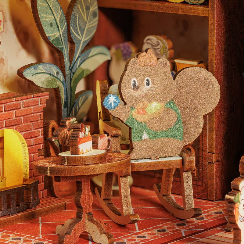 Squirrel Collector with Dust Cover DIY Book Nook Kit