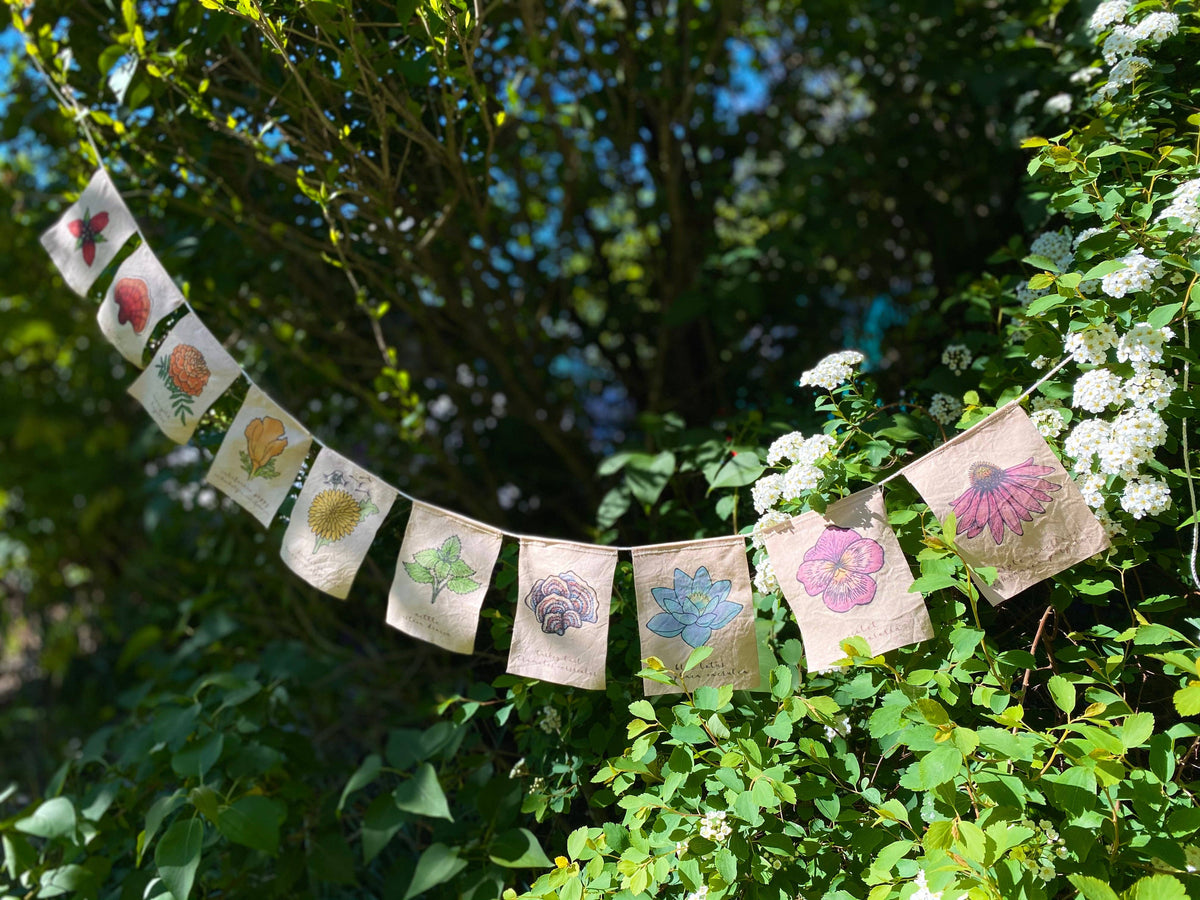 Rainbow Herbs Prayer Flag (White)