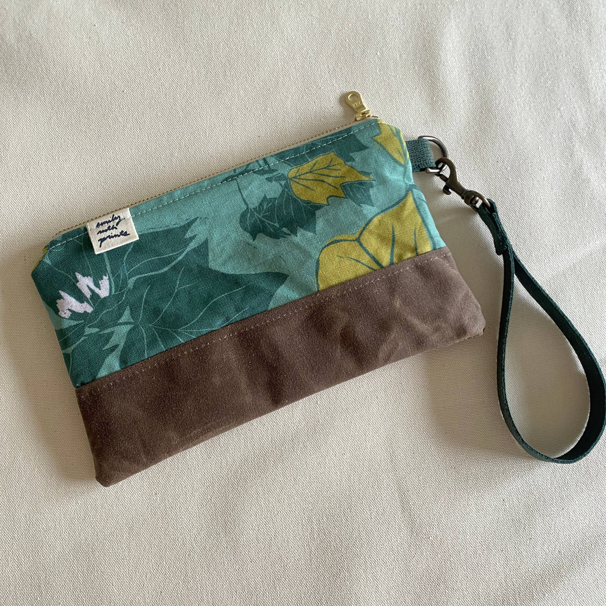 Waxed Canvas Wristlet: Tulip Poplar