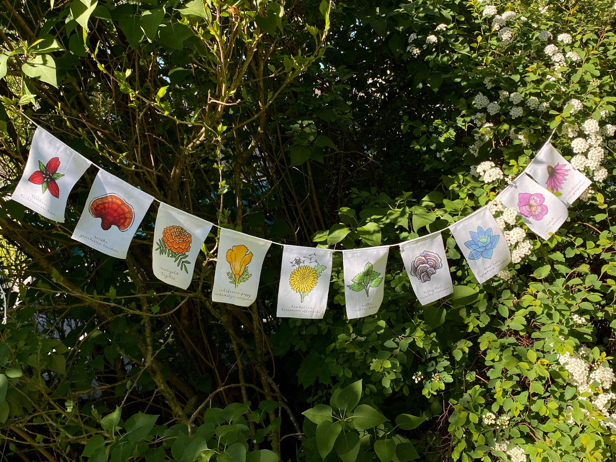 Rainbow Herbs Prayer Flag (White)