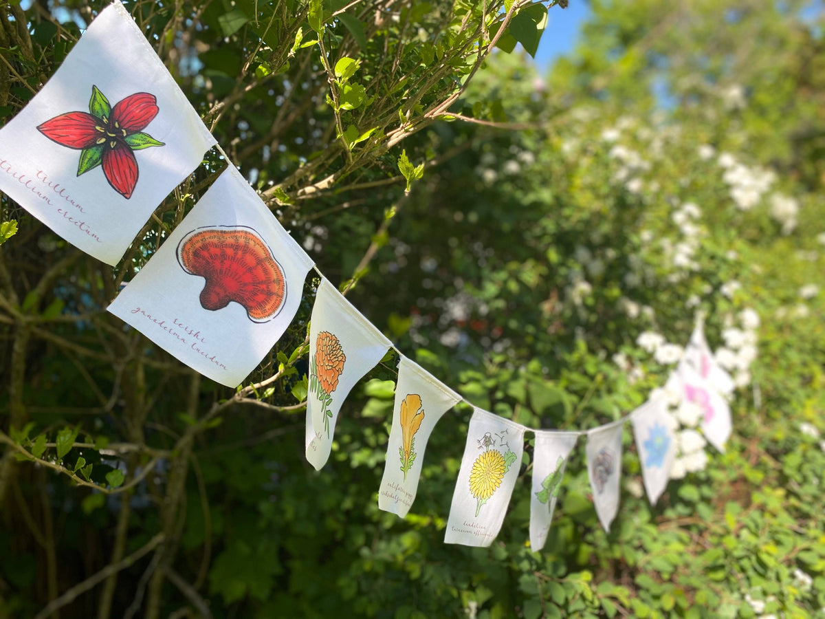 Rainbow Herbs Prayer Flag (White)