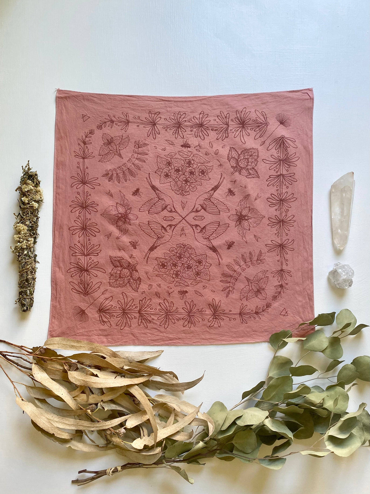 Rose Spring Herbs Hand Dyed Bandana