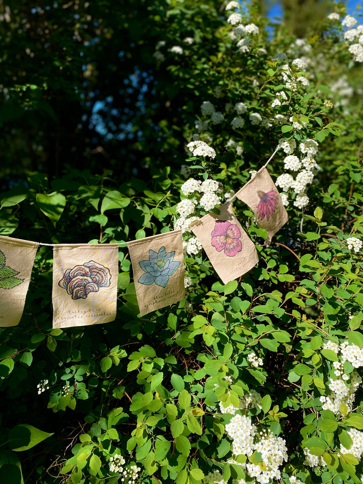 Rainbow Herbs Prayer Flag (White)