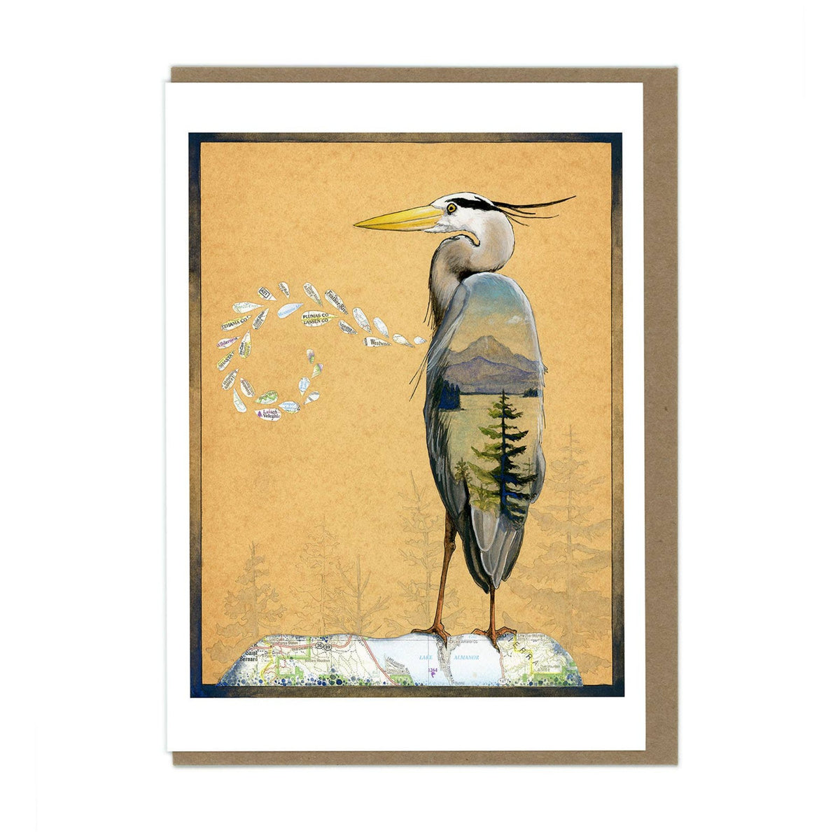 Great Blue Heron and Lake Greeting Card