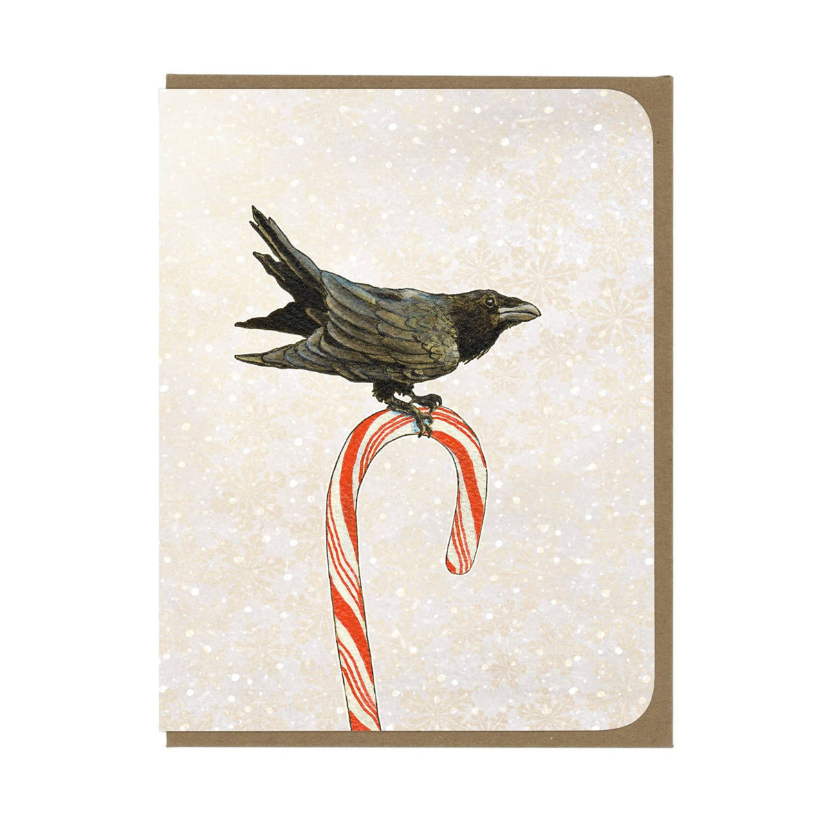 Raven and Candy Cane Greeting Card