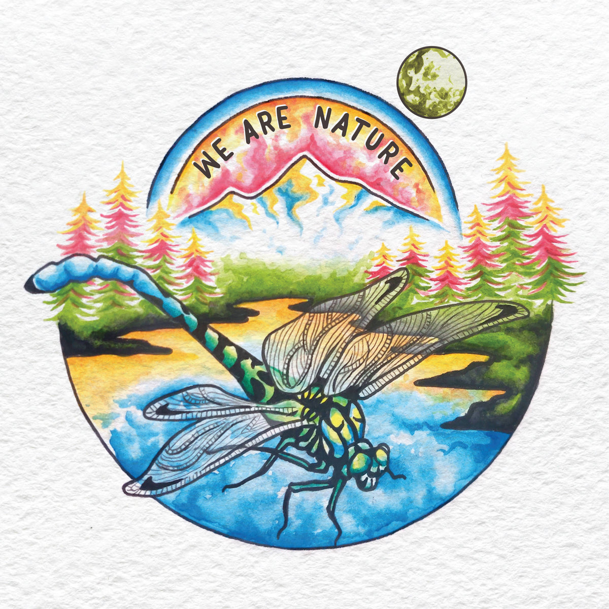 Dragonfly Dream - Vinyl Sticker Art - PNW Nature Mountain