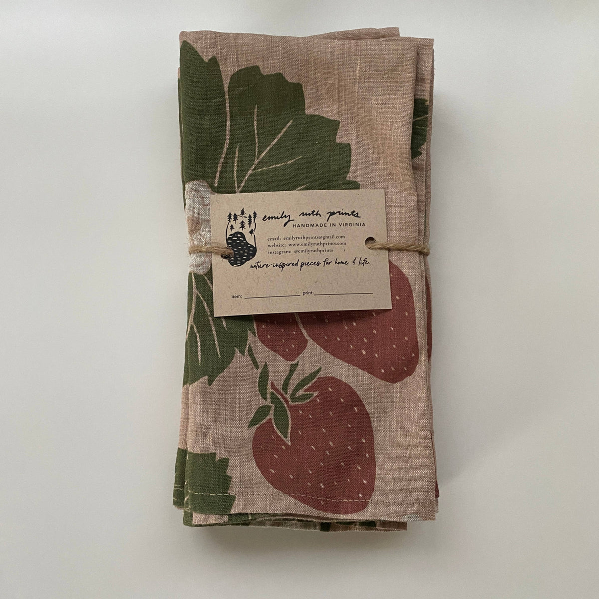 Strawberry Linen Napkins (Set of 2)