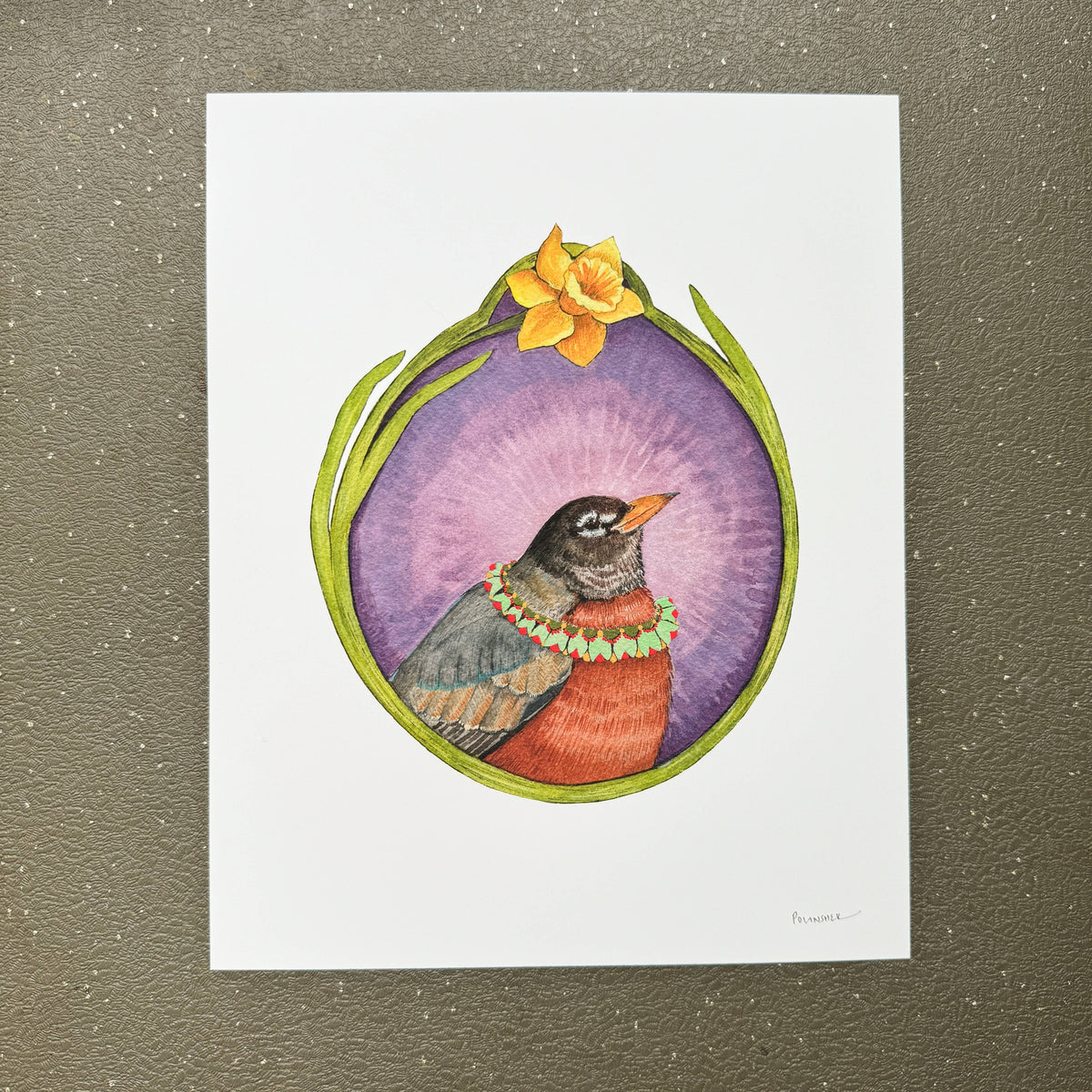 Robin of Daffodils: Floral Flight Crew (8&quot; x 10&quot; Print)