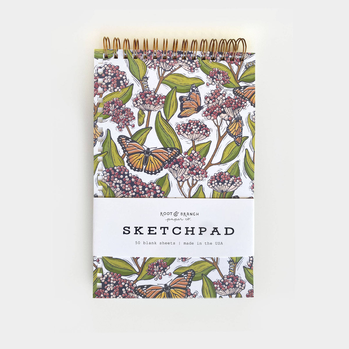 Monarch + Milkweed Spiral Bound Sketchpad