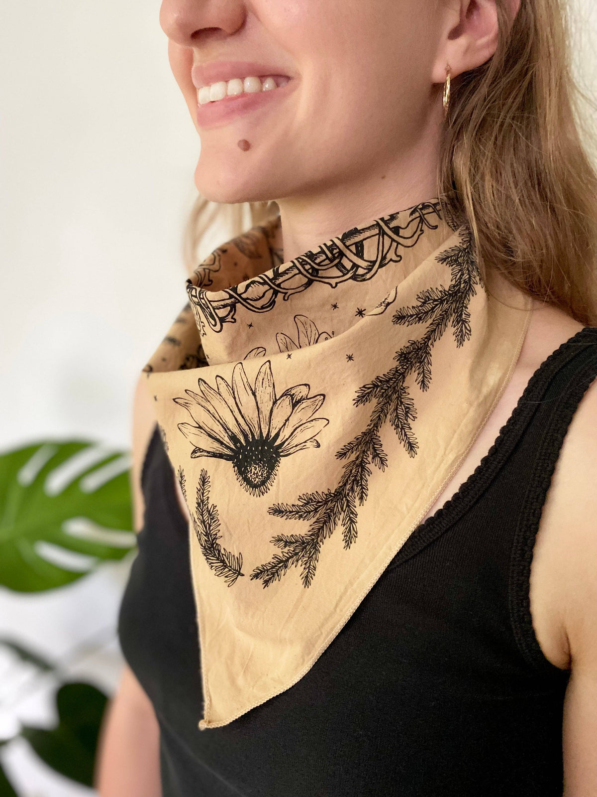 Tea Dyed Herbs of Protection Bandana