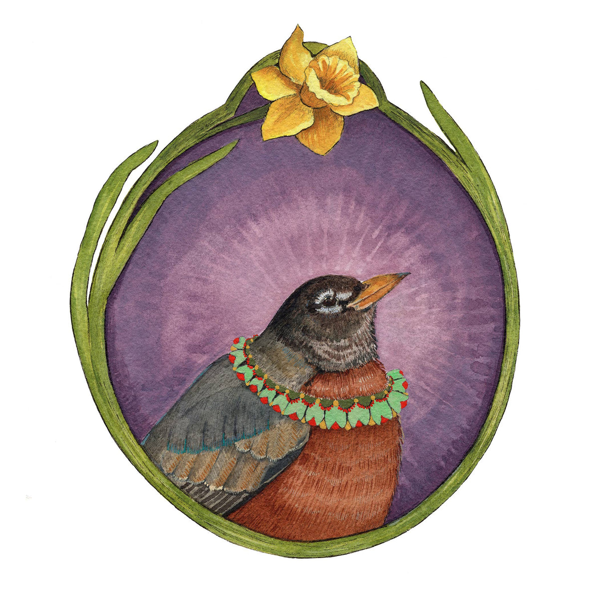 Robin of Daffodils: Floral Flight Crew (8&quot; x 10&quot; Print)