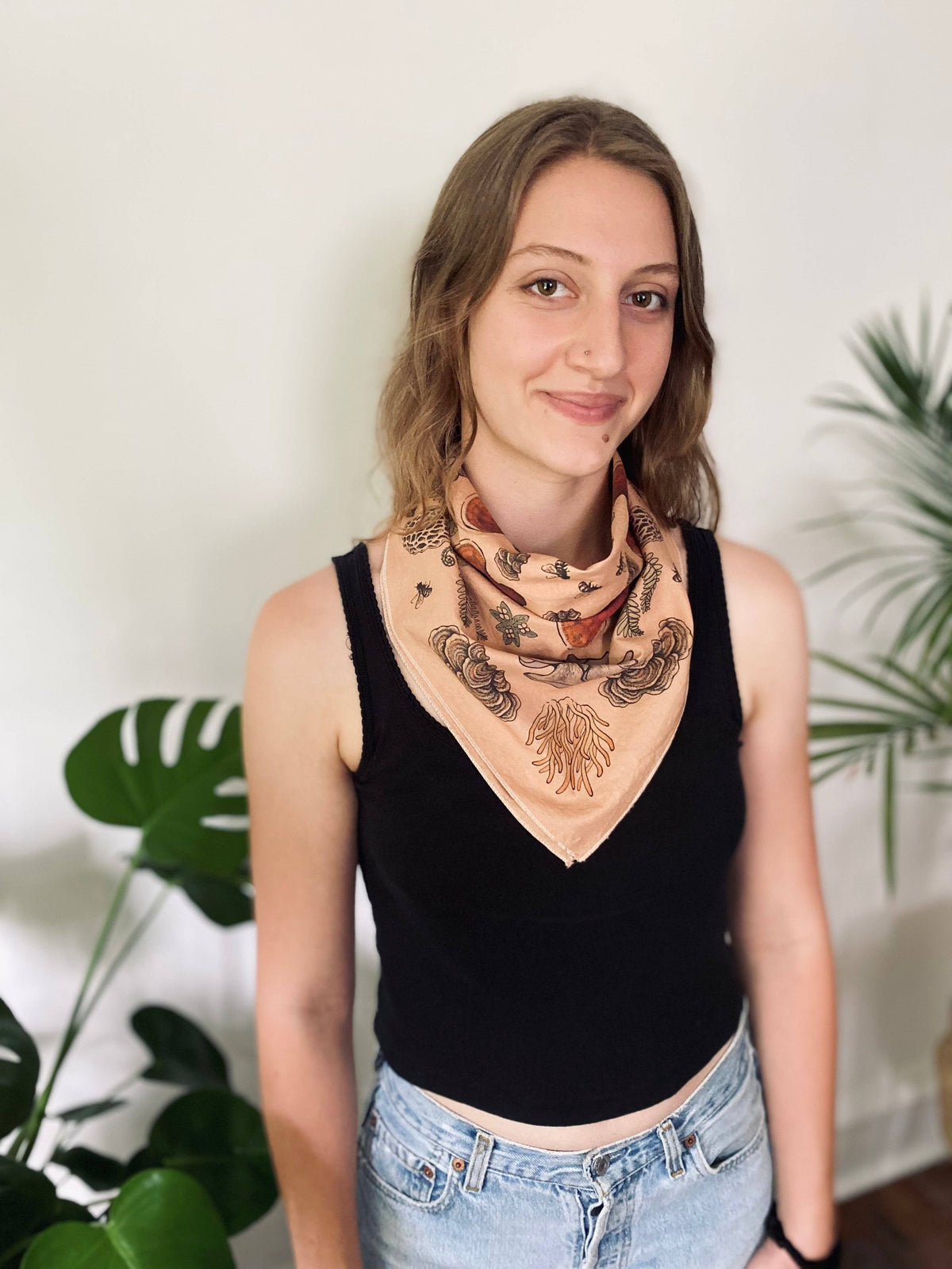 Tea Dyed Mushroom Mandala Bandana