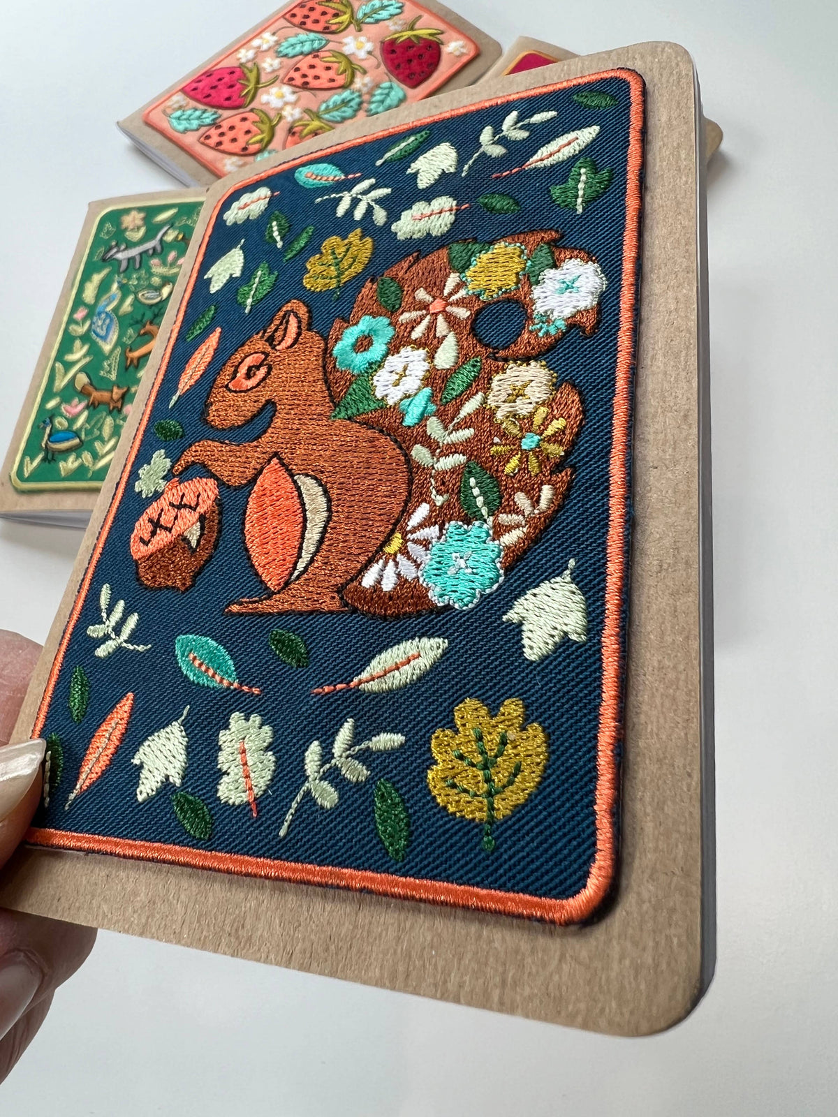 Squirrel Embroidery Pocket Notebook