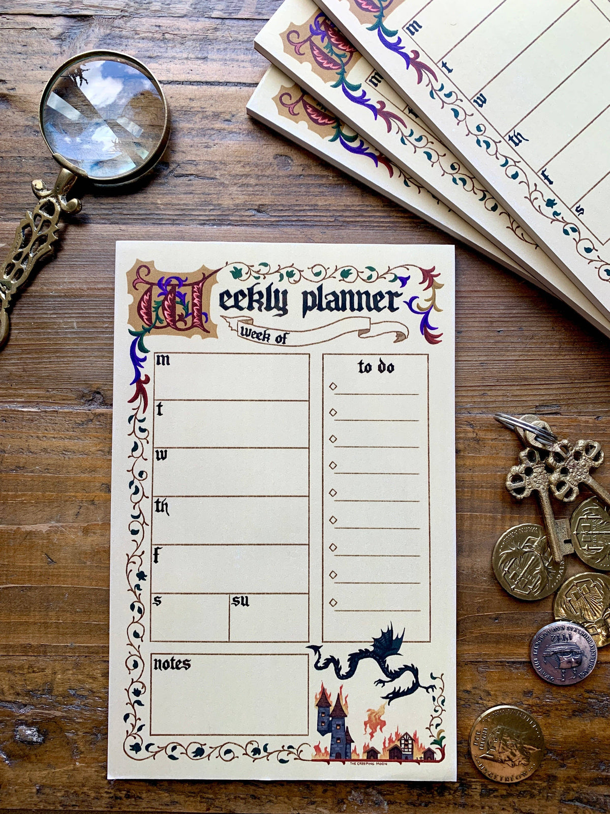 Medieval weekly planner notepad (5.5 x 8.5)