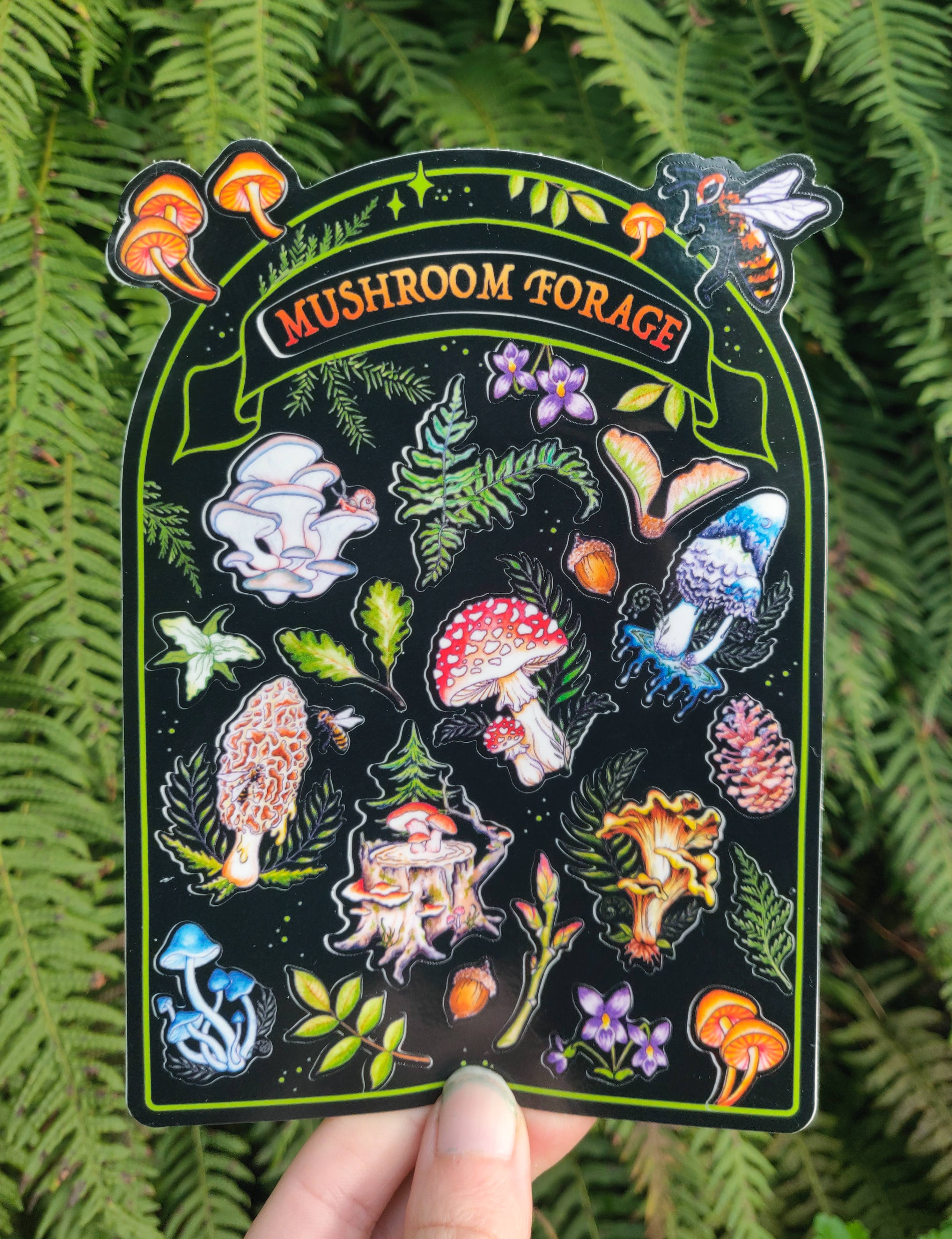 Mushroom Foraging Vinyl Sticker Sheet+Root People Mushroom