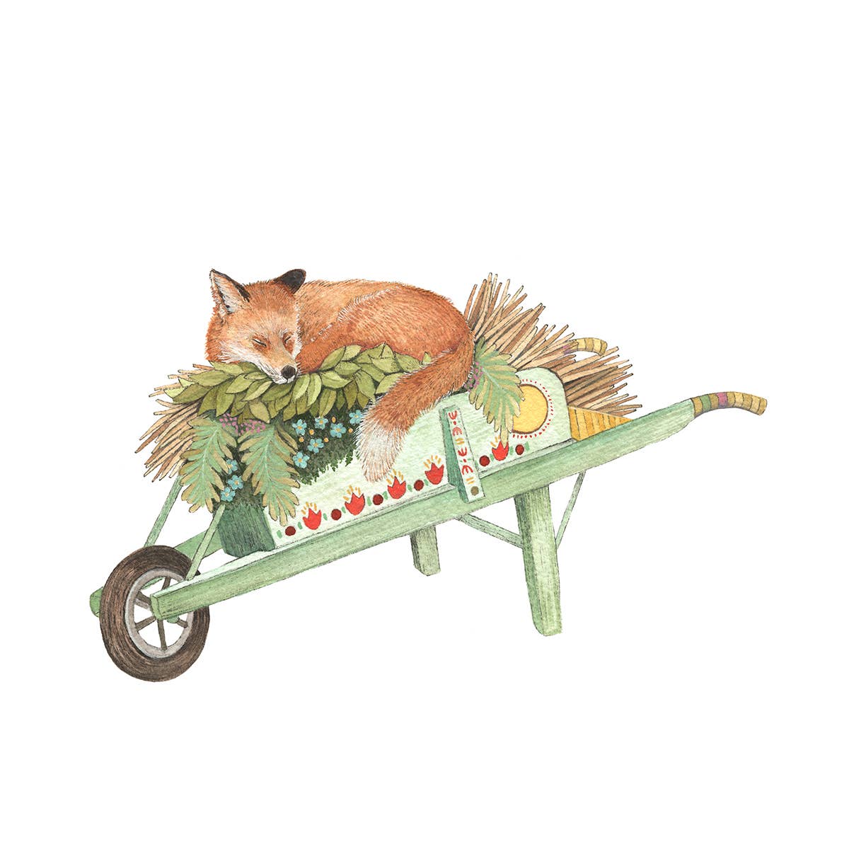 Benjamin and the Wheelbarrow: Woodland Garden (8&quot; x 10&quot; Print)